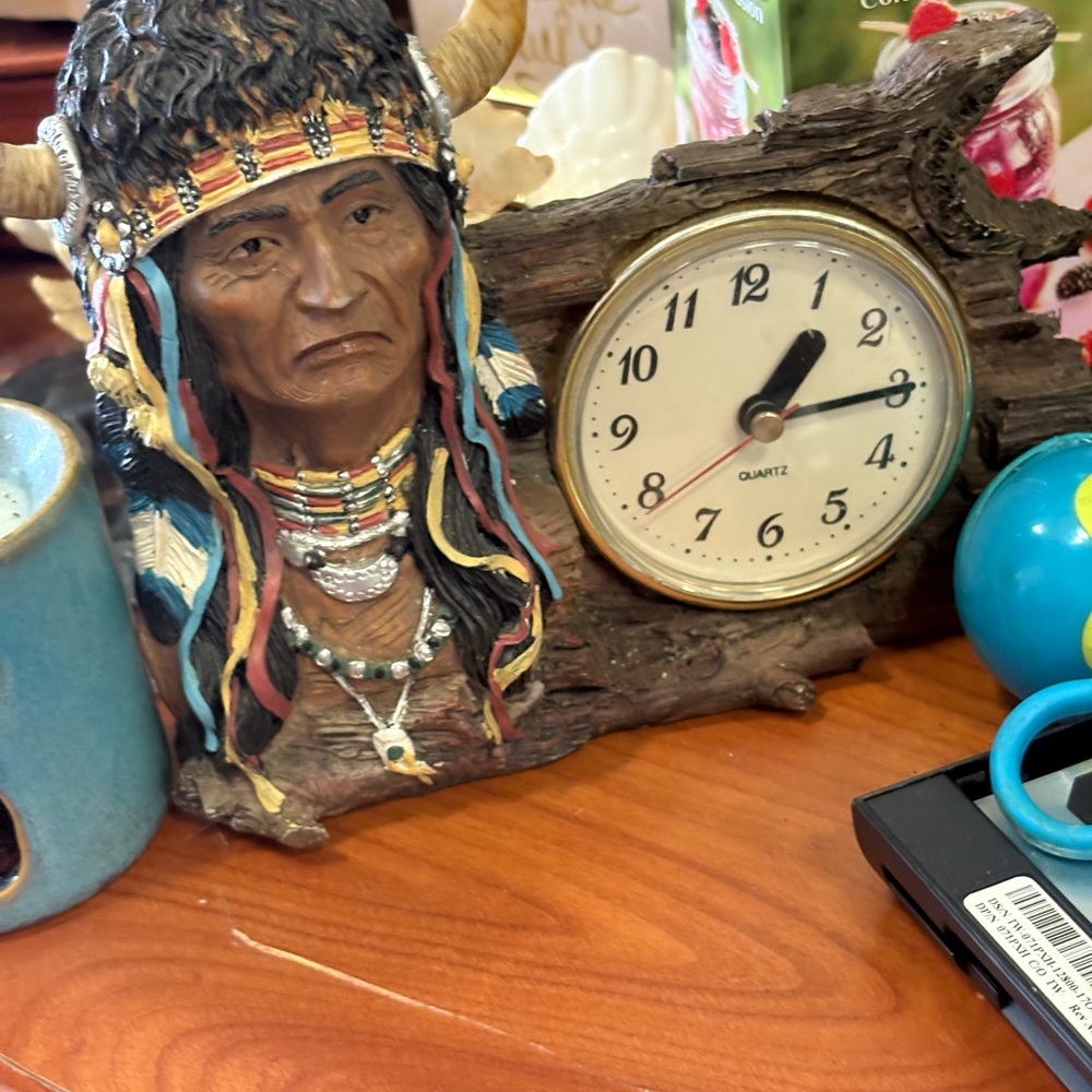 Native American Inspired Clock with Brown and Black Accents